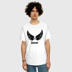 Футболка оверсайз мужская Донор с крыльями, цвет: белый — фото 2