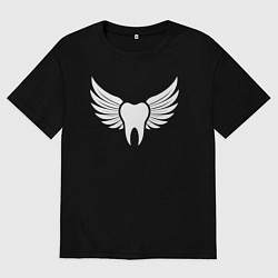 Футболка оверсайз мужская Зуб с крыльями, цвет: черный