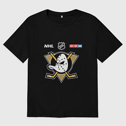 Футболка оверсайз мужская Анахайм Дакс - НХЛ команда, цвет: черный