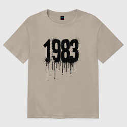 Футболка оверсайз мужская 1983 год в стиле граффити, цвет: миндальный