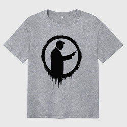 Футболка оверсайз мужская Учитель в круге, цвет: меланж