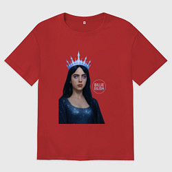 Футболка оверсайз мужская Билли Айлиш с короной, цвет: красный