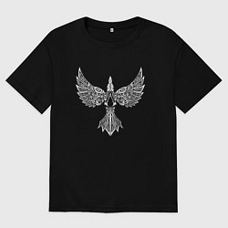 Футболка оверсайз мужская Узор ворона - Aссасинс Крид, цвет: черный