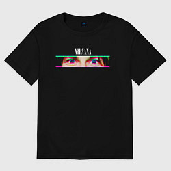 Футболка оверсайз мужская Курт кобейн глаза, цвет: черный