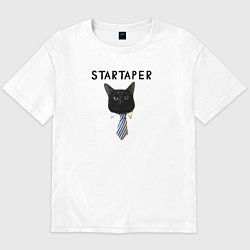 Футболка оверсайз мужская Startaper кот, цвет: белый