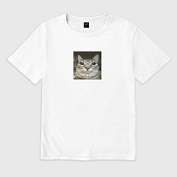 Футболка оверсайз мужская Cat meme, цвет: белый