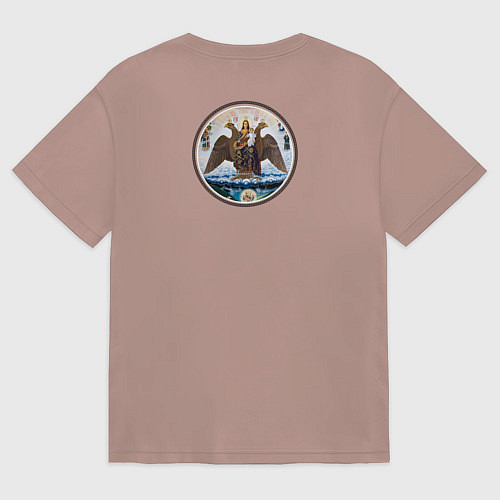 Мужская футболка оверсайз Если ангел твой за твоим плечом арт в круге / Пыльно-розовый – фото 2