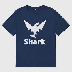 Футболка оверсайз мужская Лого летающая акула, цвет: тёмно-синий