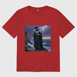 Футболка оверсайз мужская Рыцарь у моря, цвет: красный