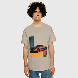 Футболка оверсайз мужская Ретрофутуризм спорткар поп-арт 1970-е, цвет: миндальный — фото 2