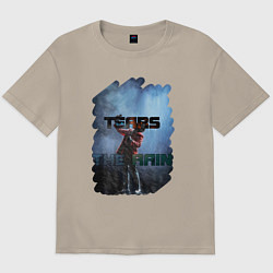 Футболка оверсайз мужская Tears in the rain, цвет: миндальный