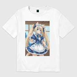 Футболка оверсайз мужская Горничная с ушками в maid cafe, цвет: белый
