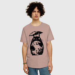 Футболка оверсайз мужская Тоторо Мэй Сацуки котобус, цвет: пыльно-розовый — фото 2