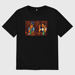 Футболка оверсайз мужская День студента пиксель-арт мем, цвет: черный