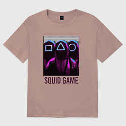 Футболка оверсайз мужская Squid game shadows, цвет: пыльно-розовый