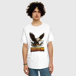 Футболка оверсайз мужская Freedom - орел, цвет: белый — фото 2