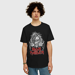 Футболка оверсайз мужская Iron Maiden head with hands, цвет: черный — фото 2