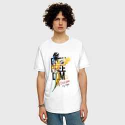 Футболка оверсайз мужская Свободный попугай, цвет: белый — фото 2
