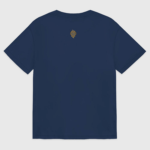 Мужская футболка оверсайз Гитара с крыльями и листиками жёлтая, пиксельная в / Тёмно-синий – фото 2