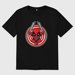 Футболка оверсайз мужская Дэдпул с мечами, цвет: черный