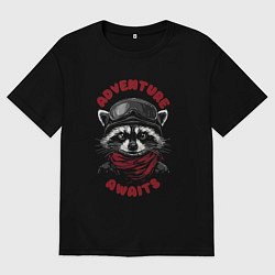 Футболка оверсайз мужская Adventure awaits, цвет: черный