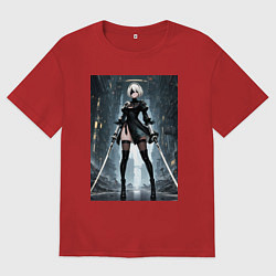 Футболка оверсайз мужская 2B исследует заброшенные улицы, цвет: красный