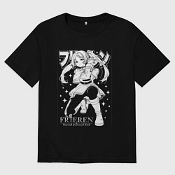 Футболка оверсайз мужская Frieren - poster, цвет: черный