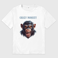 Футболка оверсайз мужская Crazy monkey, цвет: белый