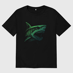 Футболка оверсайз мужская Клыкастая акула, цвет: черный