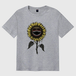Футболка оверсайз мужская Подсолнечник - монстр, цвет: меланж