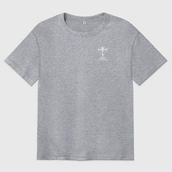 Футболка оверсайз мужская Спаси и сохрани белый арт, цвет: меланж