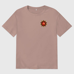 Футболка оверсайз мужская Значок серп и молот, цвет: пыльно-розовый