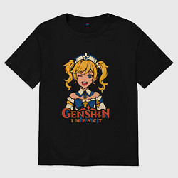 Футболка оверсайз мужская Поп-арт Барбары Genshin Impact, цвет: черный