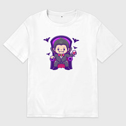 Футболка оверсайз мужская Дракула на троне, цвет: белый