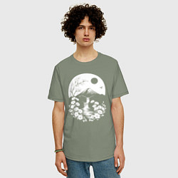 Футболка оверсайз мужская Лунная гармония Фудзи, цвет: авокадо — фото 2