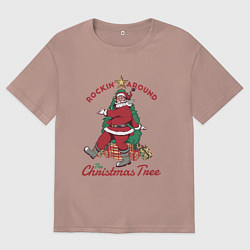 Футболка оверсайз мужская Веселый Санта Клаус, цвет: пыльно-розовый