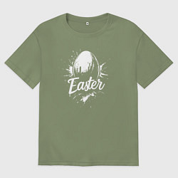 Футболка оверсайз мужская Пасхальное яйцо в краске, цвет: авокадо