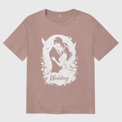 Футболка оверсайз мужская Свадьба в стиле аниме, цвет: пыльно-розовый