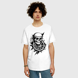 Футболка оверсайз мужская Пиратский штурвал, цвет: белый — фото 2