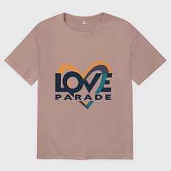 Футболка оверсайз мужская Логотип Love Parade, цвет: пыльно-розовый
