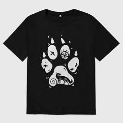 Футболка оверсайз мужская Волчья лапа, цвет: черный