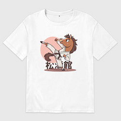 Футболка оверсайз мужская Конь Каратист, цвет: белый