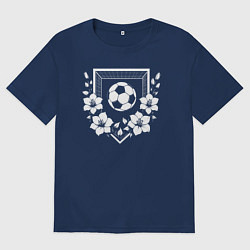 Футболка оверсайз мужская Футбольные ворота и мяч в цветах, цвет: тёмно-синий