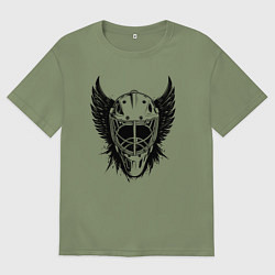 Футболка оверсайз мужская Крылатая хоккейная маска, цвет: авокадо