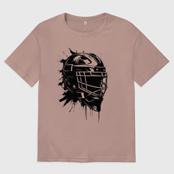 Футболка оверсайз мужская Чёрная хоккейная маска, цвет: пыльно-розовый