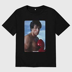 Футболка оверсайз мужская Рокки, цвет: черный