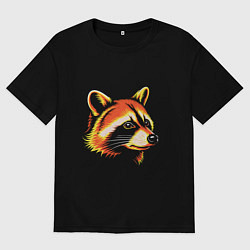 Футболка оверсайз мужская Оранжевый енот, цвет: черный