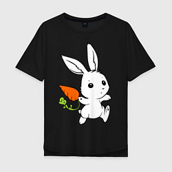 Футболка оверсайз мужская Зайка с морковкой, цвет: черный