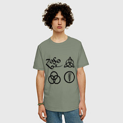 Футболка оверсайз мужская Led Zeppelin: symbols, цвет: авокадо — фото 2