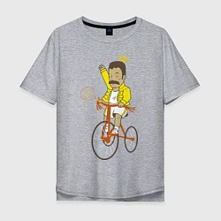 Футболка оверсайз мужская Фредди на велосипеде, цвет: меланж